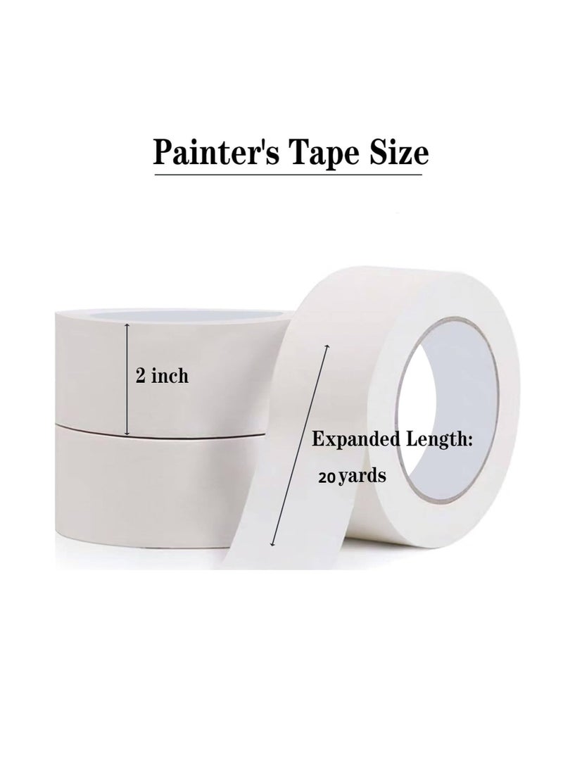 ECVV Premium Masking Tape, 6 Roll 2 Inch X 20 Yards General Purpose Paper Tape For Painting, Labeling, Marking, Gardening, Packaging, Artworks, Schools, Office, Garage, Factory, Industrial Uses - Image 2