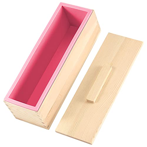 ZOENHOU 3PCS 42 oz Pink Soap Molds, Flexible Rectangular Silicone Soap Making Molds Kit with Wood Box DIY Tool Set for Soap Making Supplies - Image 4