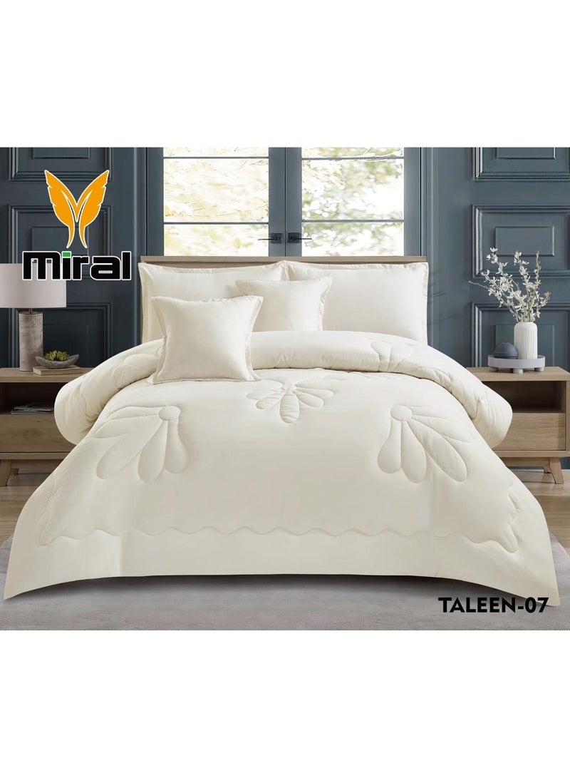 ميرال طقم مفرش نفر ونص - 4 قطع فاخرة (لحاف 160x210 + شرشف دائري 120x200 + تلبيس مخدة 70x45 + تلبيس مخدة ديكور 45x45) - تصميم أنيق ومريح