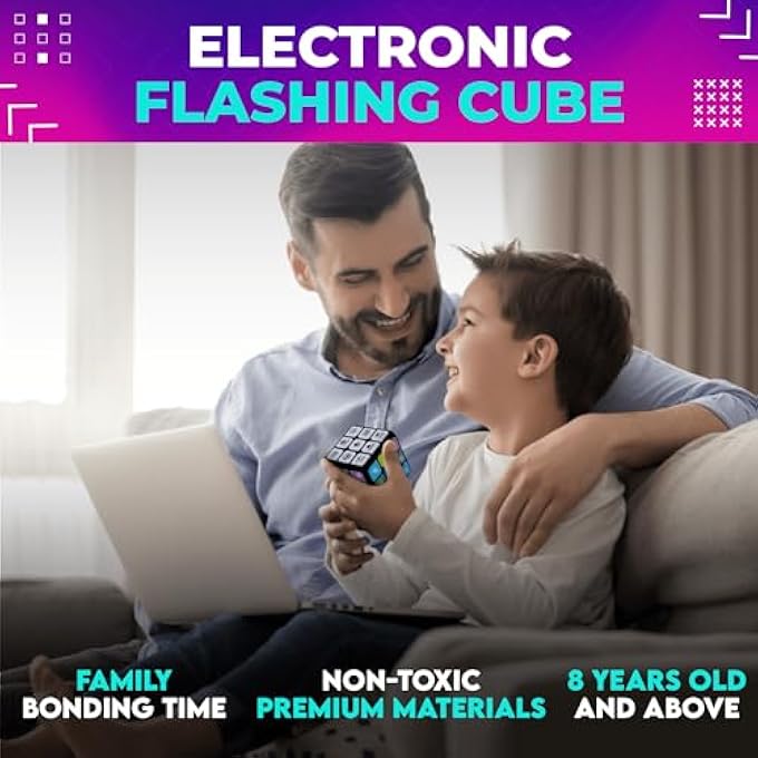 FLASHING CUBE ELECTRONIC MEMORY & BRAIN GAME. 7-IN-1 STEM AND HANDHELD LEARNING. AGES 8+ YEARS - Image 4