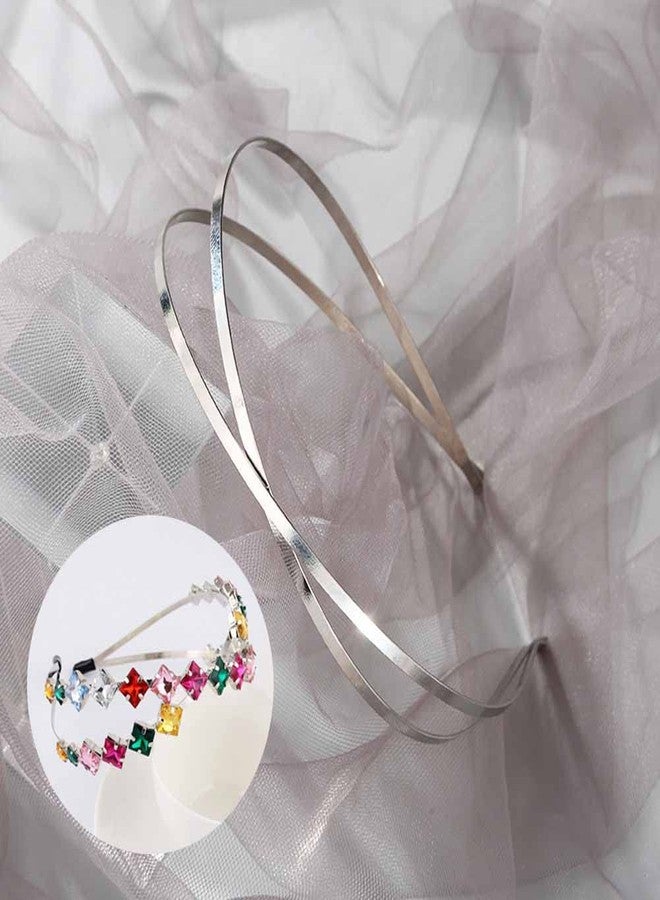 تينسيري مجموعة تينسيري المكونة من 4 قطع من أطواق الشعر المعدنية، أطواق شعر متقاطعة مزدوجة الصفوف، حلقات شعر بسيطة، إكسسوارات شعر يمكنك صنعها بنفسك للنساء والفتيات (فضي وذهبي) - Image 3