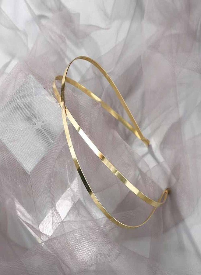 تينسيري مجموعة تينسيري المكونة من 4 قطع من أطواق الشعر المعدنية، أطواق شعر متقاطعة مزدوجة الصفوف، حلقات شعر بسيطة، إكسسوارات شعر يمكنك صنعها بنفسك للنساء والفتيات (فضي وذهبي) - Image 2