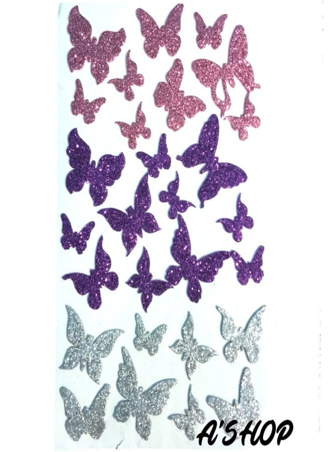 A'SHOP Glitter Foam Self Adhesive Butterflies Stickers for Art & Craft(Set of 3 Sheets) - Image 3