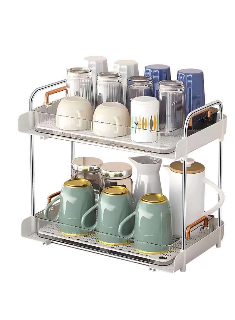 SYOSI 2-Tier Mugs Drying Rack, Coffee Mug Holder Glass Cup Rack, Water Cup Drying Rack, Cup Storage Shelf, Cups and Mugs Storage Organizer, for Countertop Bathroom Organizer Countertop  - Image 1