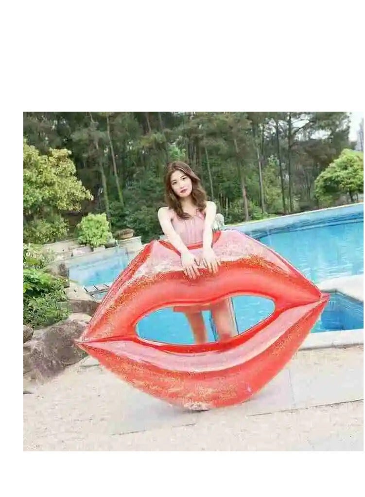 Generic Sparkling Giant Sequin Lips Pool Float – 180x160cm Inflatable Lounge for Adults & Teens – Red - Image 2