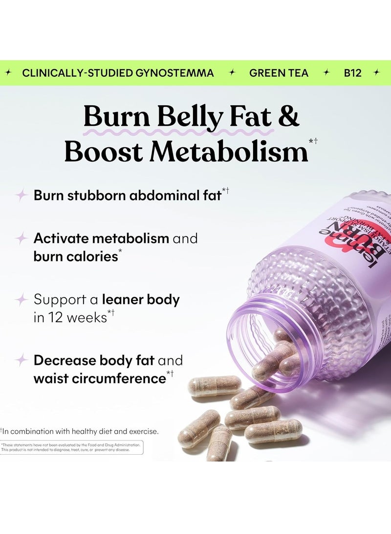ليمي  Lemme Burn - عملية الأيض، حرق الدهون في البطن + AMPK تنشيط الملحق للرجال والنساء w / دراسة سريرية Actiponin Gynostemma، مستخلص الشاي الأخضر، فيتامينات B6 و B12 - خالية من الغلوتين، 60 العد - Image 2