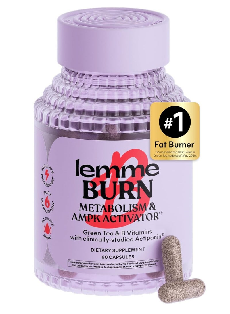 ليمي  Lemme Burn - عملية الأيض، حرق الدهون في البطن + AMPK تنشيط الملحق للرجال والنساء w / دراسة سريرية Actiponin Gynostemma، مستخلص الشاي الأخضر، فيتامينات B6 و B12 - خالية من الغلوتين، 60 العد - Image 1