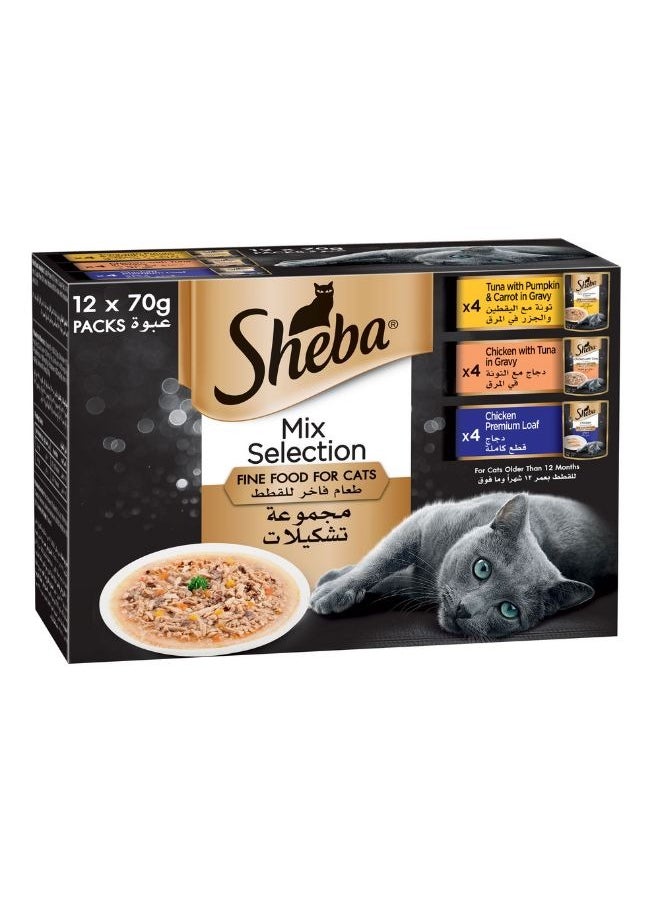 Sheba Fine Food For Cats Mix Selection Wet Cat Food 12 x 70g 