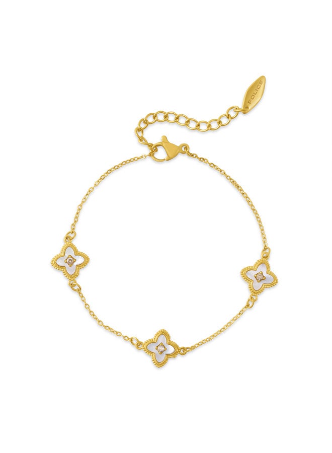 بوليس سوار للنساء بتصميم زهرة الزنبق والبرسيم الذهبي - Image 1