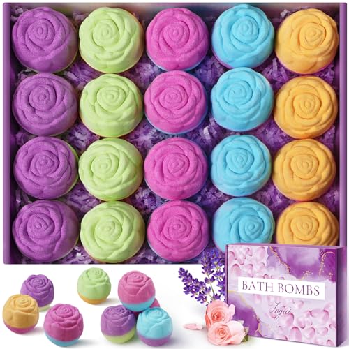 Ingici Bath Bombs for Women  20 Pcs Handmade Natural Essential Oils Rose Bath Bombs Home Spa Fizzies Bubble Bath Birthday Gifts for Women Her Self Care Gifts for Mom Wife - Image 1