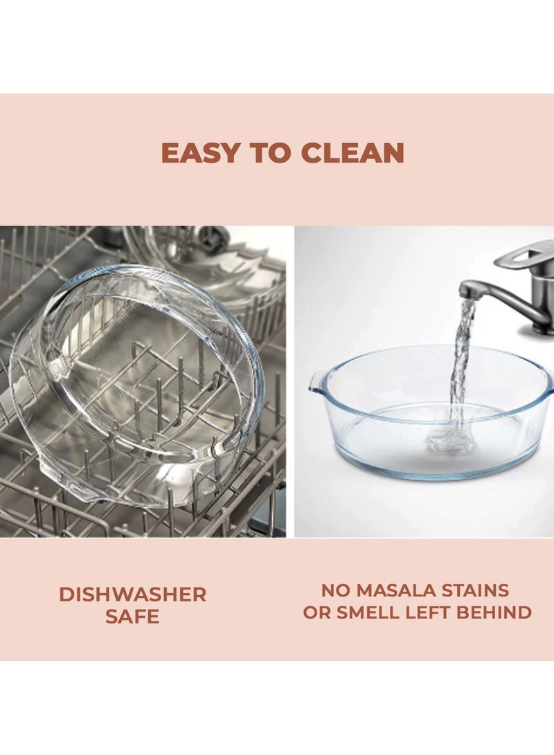 Laopala 8 inch round baking tray, 750ml Baking Dish, Clear Glass Serving Plate for Snacks, Salads, Desserts Deep Glass Pie Pan - Image 3