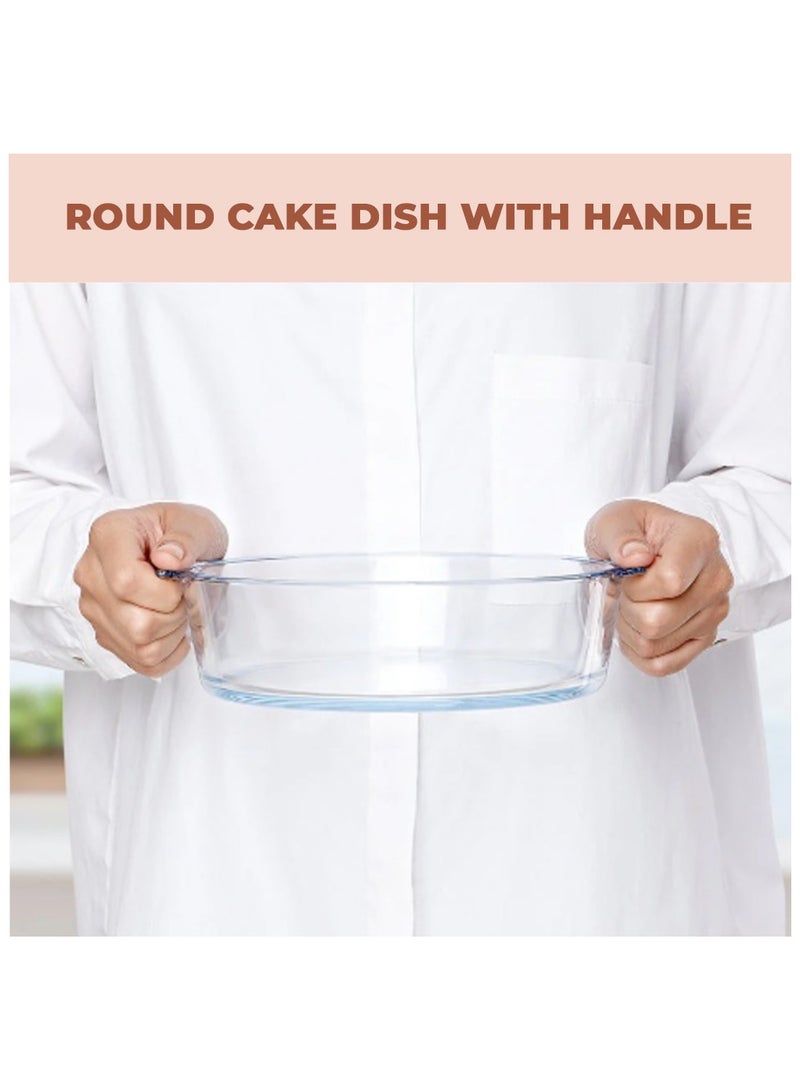 Laopala 8 inch round baking tray, 750ml Baking Dish, Clear Glass Serving Plate for Snacks, Salads, Desserts Deep Glass Pie Pan - Image 5