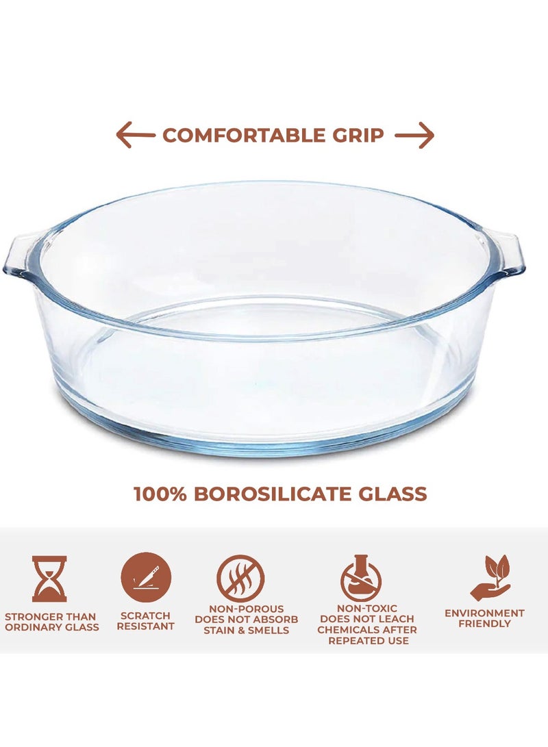 Laopala 8 inch round baking tray, 750ml Baking Dish, Clear Glass Serving Plate for Snacks, Salads, Desserts Deep Glass Pie Pan - Image 4