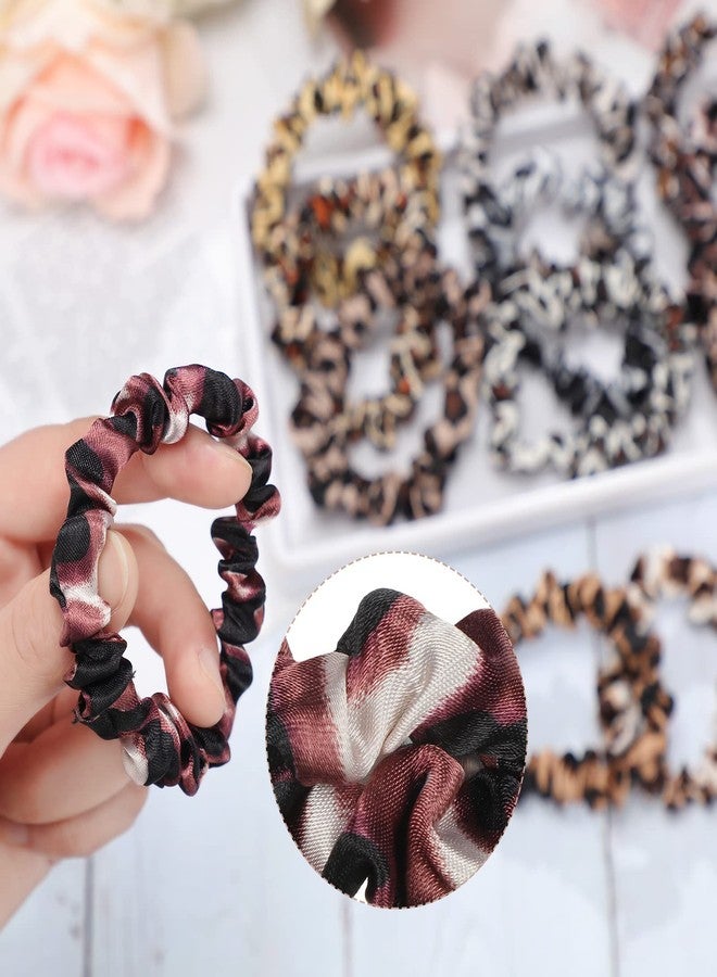 Juinte 24 قطعة من أربطة الشعر الساتان بجلد النمر، مجموعة من الأربطة المرنة الحريرية، أربطة شعر رفيعة، حبال لحمل ذيل الحصان لملحقات النساء، زينة، هدايا حفلات الفهد، 12 نمطًا - Image 5