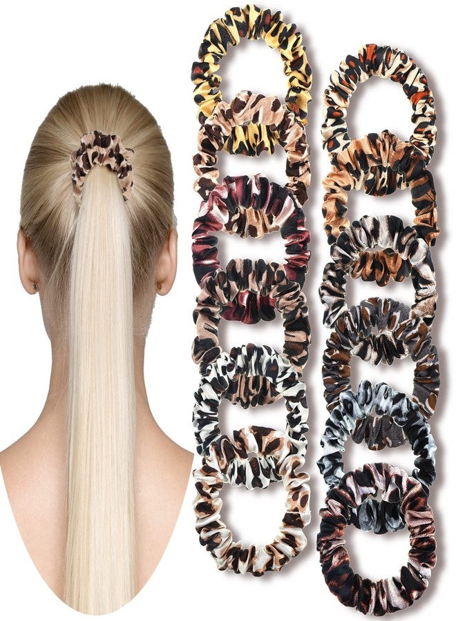 Juinte 24 قطعة من أربطة الشعر الساتان بجلد النمر، مجموعة من الأربطة المرنة الحريرية، أربطة شعر رفيعة، حبال لحمل ذيل الحصان لملحقات النساء، زينة، هدايا حفلات الفهد، 12 نمطًا - Image 3