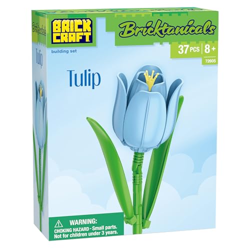 Brickcraft Bricktanicals Blue Tulip Brick Building Set 37 Piece Single Stem Botanical Flower Model Ages 8 Collectible Brick Flower Build Compatible with Brick Flowers Spring Gift for Kids - Image 5
