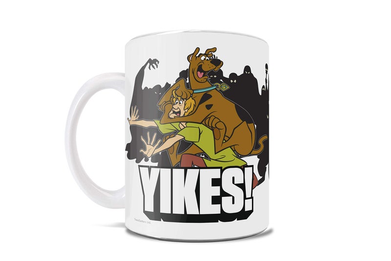 Trend Setters ScoobyDoo  Yikes  Shaggy  Scooby  Ghouls  White Ceramic Mug  Perfect for Gifting or Collecting