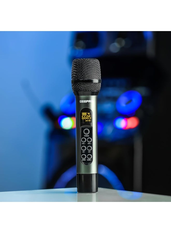 GEEPAS UHF Wireless Microphone GMP15014, Sound and Low Noise, Select up to 30 Unique Frequencies, Effective Range 100 ft,2 Years , Metallic Black - Image 2