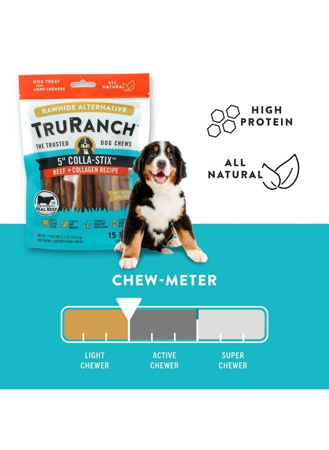 TRURANCH 5" Collagen Sticks, Beef, Healthy Joint Support Dog Treat, Rawhide Alternative, Skin & Coat Health, Made With Real Beef, 1 Bag, 15 Count  - Image 5