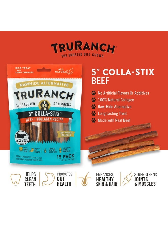 TRURANCH 5" Collagen Sticks, Beef, Healthy Joint Support Dog Treat, Rawhide Alternative, Skin & Coat Health, Made With Real Beef, 1 Bag, 15 Count  - Image 2