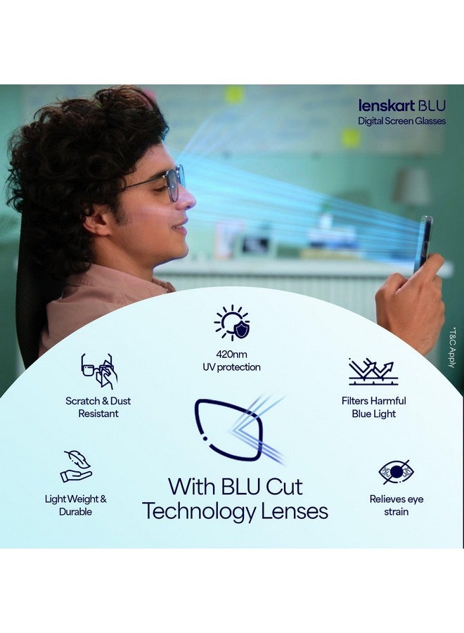 LENSKART BLU | Zero Power Blue Cut Computer Glasses | Gaming Glasses | Anti Glare, Lightweight & Blocks Harmful Rays | UV Protection Specs | Men & Women | Large | LB E13739 (Black) - Image 5