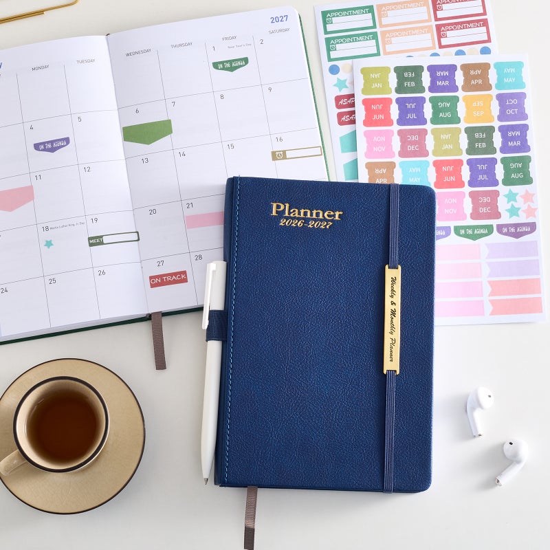 2026-2027 Planner Schedule Book 18-Month Imitation Leather English Annual Calendar Weekly Calendar Notebook - Image 3