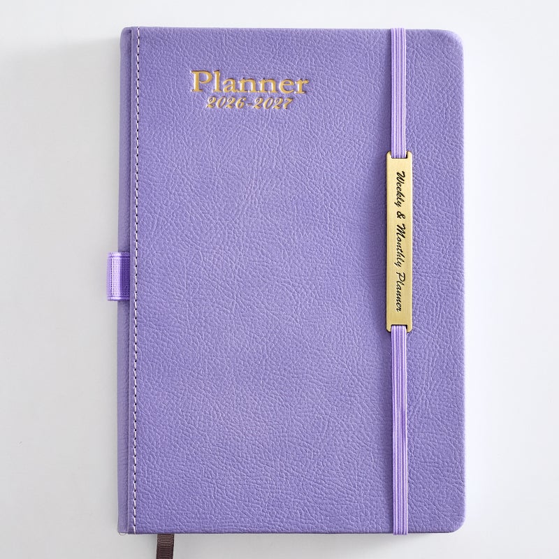 2026-2027 Planner Schedule Book 18-Month Imitation Leather English Annual Calendar Weekly Calendar Notebook - Image 1