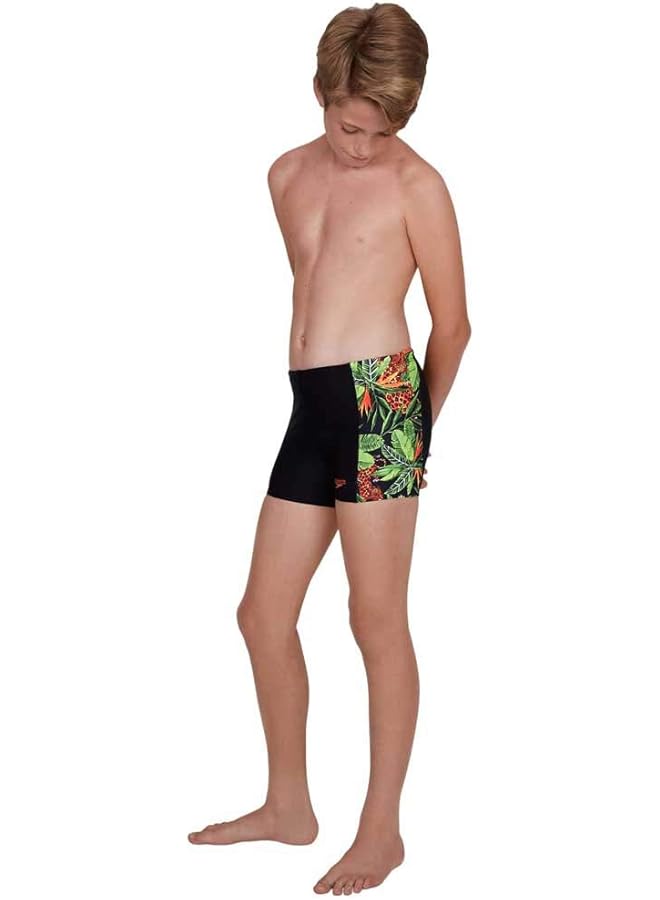 speedo Jungleroar Allover Panel Aquashort Swimming Costume For Children Boys Swim Briefs 8 09530D841 Blackvenommango 9 10 - Image 2