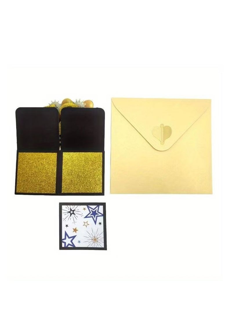3D Happy Birthday greeting card, black and gold, a surprise gift for both boys and girls - Image 3