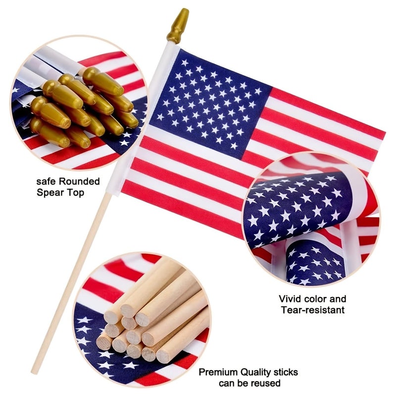 6 Pack 5x8 Inch Small American Stick Flags for Memorial Day 4th of July Decor - Image 5
