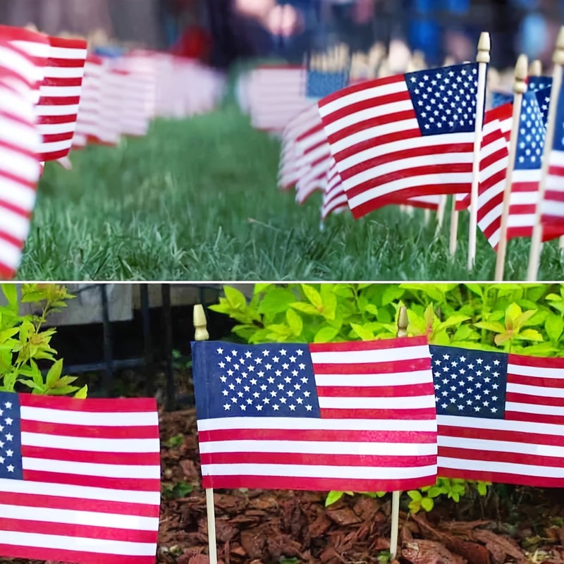 6 Pack 5x8 Inch Small American Stick Flags for Memorial Day 4th of July Decor - Image 4