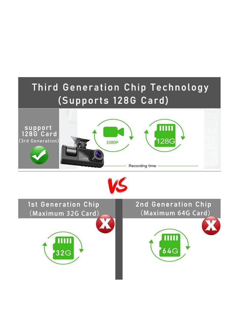 AROAQ 3 Camera Lens HD 1080P Dash Camera Dual Lens Video Recorder Black Box  Parking Monitoring - Image 2