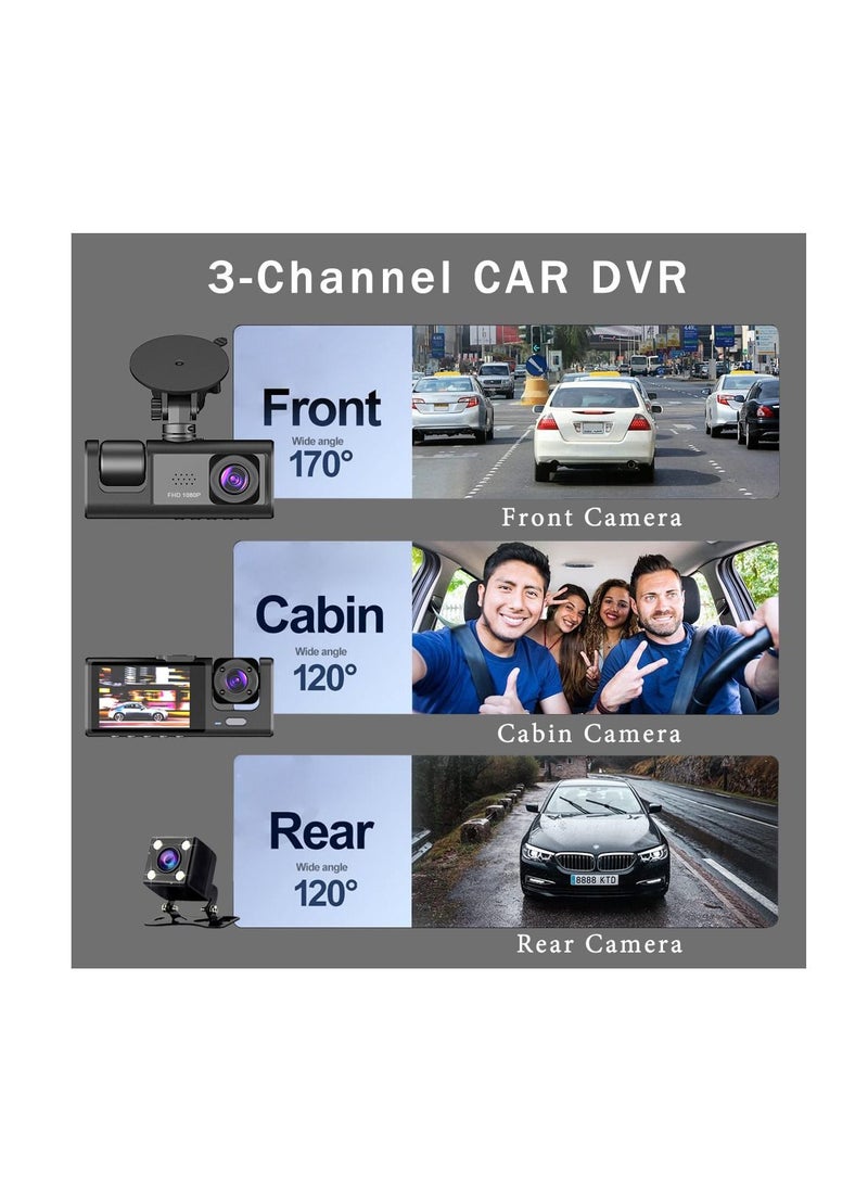 AROAQ 3 Camera Lens HD 1080P Dash Camera Dual Lens Video Recorder Black Box  Parking Monitoring - Image 3