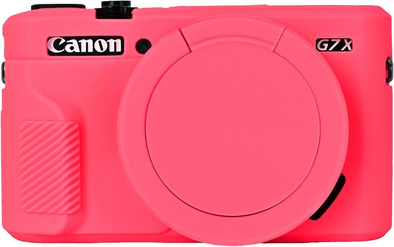 إيزي هود حقيبة G7X2، حقيبة كاميرا لـ Canon G7 X Mark II، غطاء حماية من السيليكون الناعم مع غطاء عدسة قابل للإزالة لكاميرا Powershot G7X Mark II DSLR - أحمر - Image 1