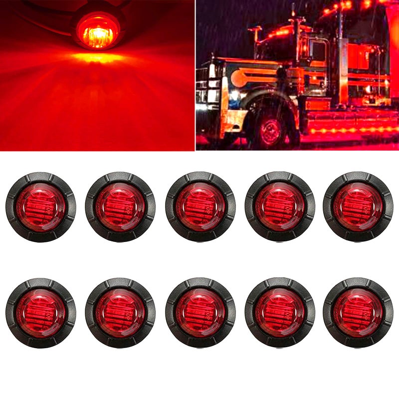 JXOFROAD أضواء علامة جانبية حمراء LED JXOFROAD عدد 10، ضوء إضاءة خلفية أمامية وخلفية بحجم 3/4 بوصة، ضوء إشارة ذيل لمركبة الشاحنة أو البيك أب أو القافلة أو القارب. - Image 1