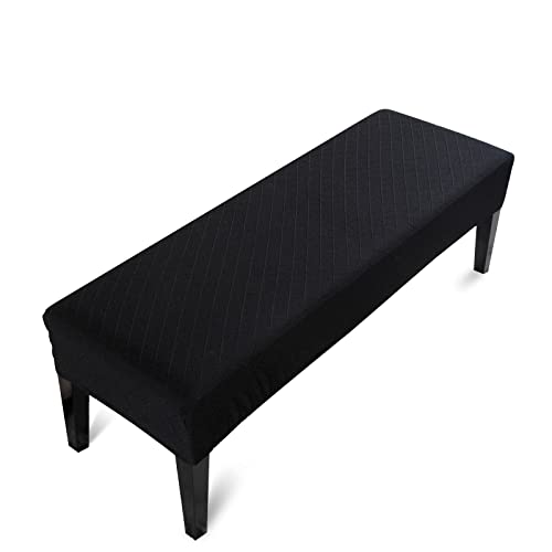 Liykimt Liykimt Stretch Dining Bench CoverBench Slipcover Jacquard AntiDust Removable Washable Upholstered Rectangle Bench Seat Protector Cover for Ding RoomLiving RoomBedroomKitchenBlack 