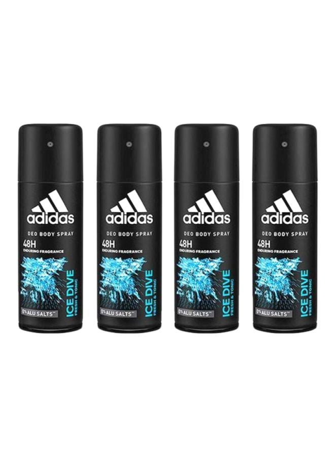 Adidas 4-Piece Ice Dive Deodorant Spray 4x150ml - Image 1