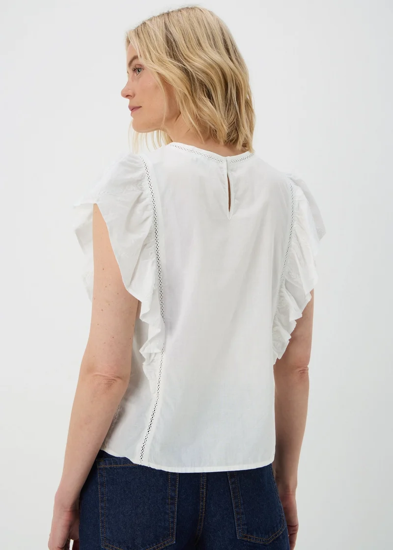 Matalan White Dobby Ruffle Sleeve Blouse
