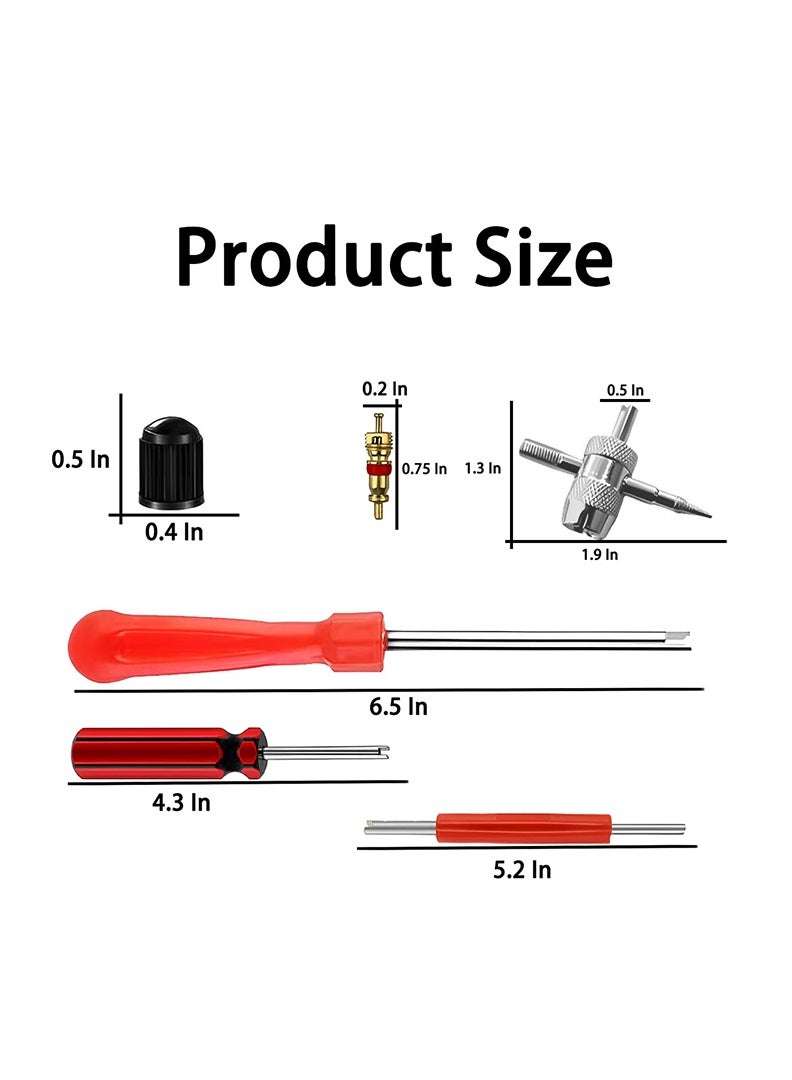 أداة إزالة وتركيب ساق صمام الإطار، مجموعة من 40 قطعة من قلوب الصمامات و 20 قطعة من أغطية الصمامات، قطعتان من أداة إزالة قلب صمام الإطار أحادية الرأس، قطعة واحدة من أداة السحب ثنائية الرأس وأداة الصمام رباعية الاتجاهات - Image 2