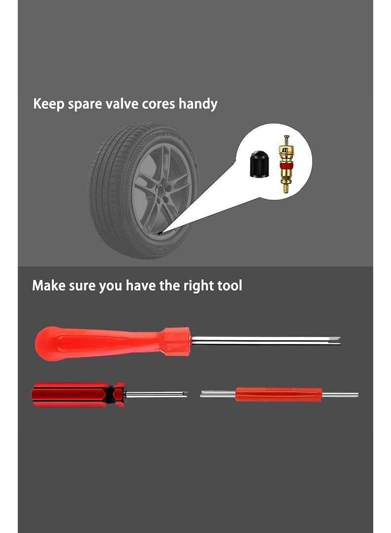 أداة إزالة وتركيب ساق صمام الإطار، مجموعة من 40 قطعة من قلوب الصمامات و 20 قطعة من أغطية الصمامات، قطعتان من أداة إزالة قلب صمام الإطار أحادية الرأس، قطعة واحدة من أداة السحب ثنائية الرأس وأداة الصمام رباعية الاتجاهات - Image 5