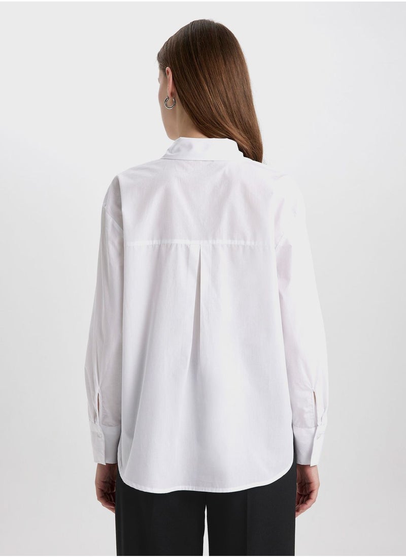 DeFacto - Oversize Fit Shirt Collar Poplin Long Sleeve Shirt - Image 1