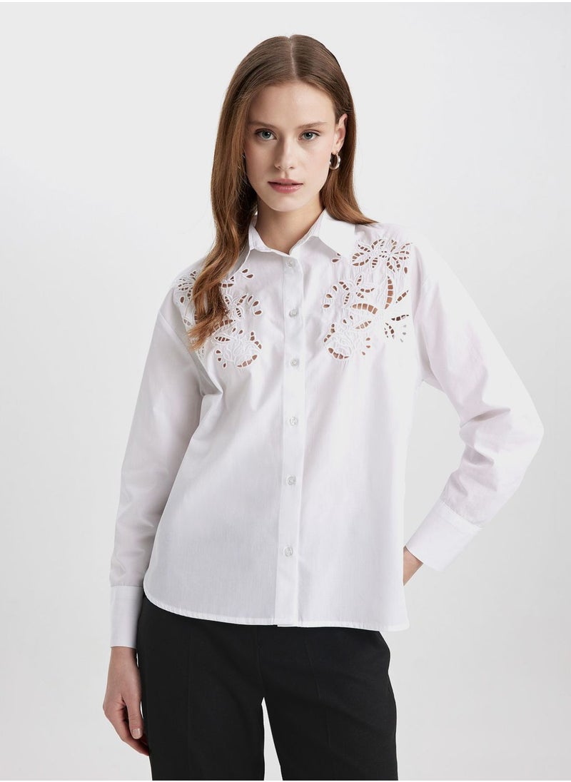 DeFacto - Oversize Fit Shirt Collar Poplin Long Sleeve Shirt - Image 1