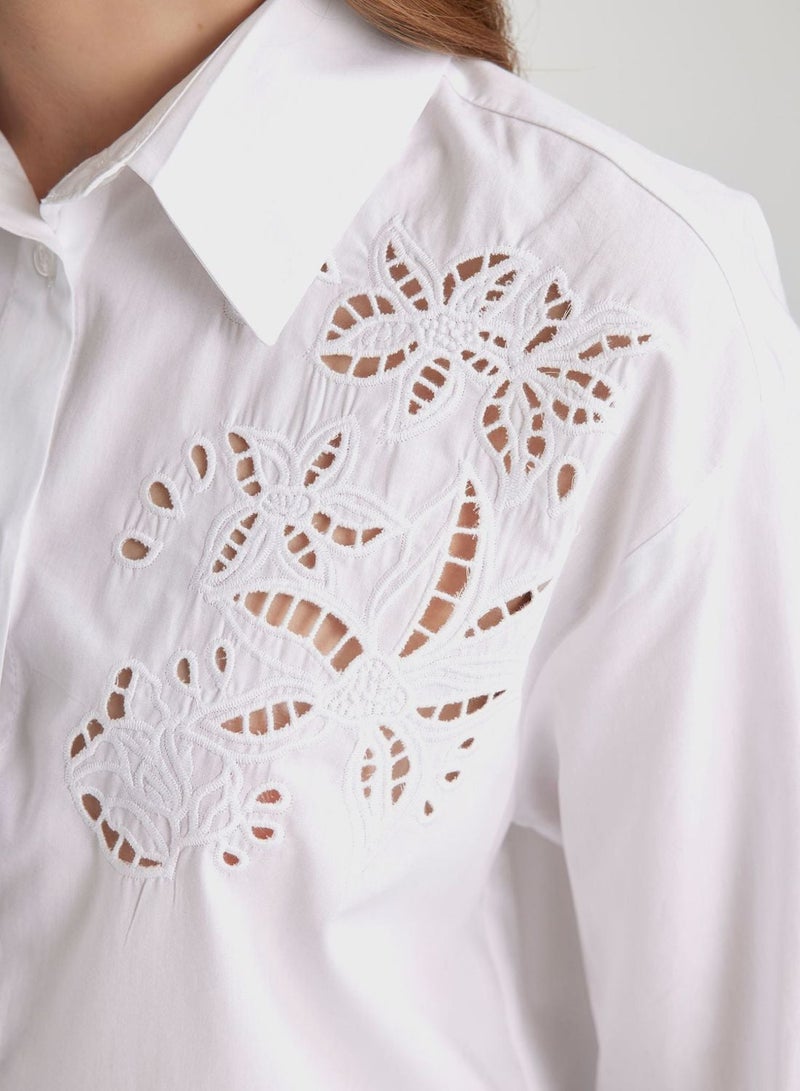 ديفاكتو قميص بوبلين بياقة قميص مقاس كبير وأكمام طويلة - Image 4