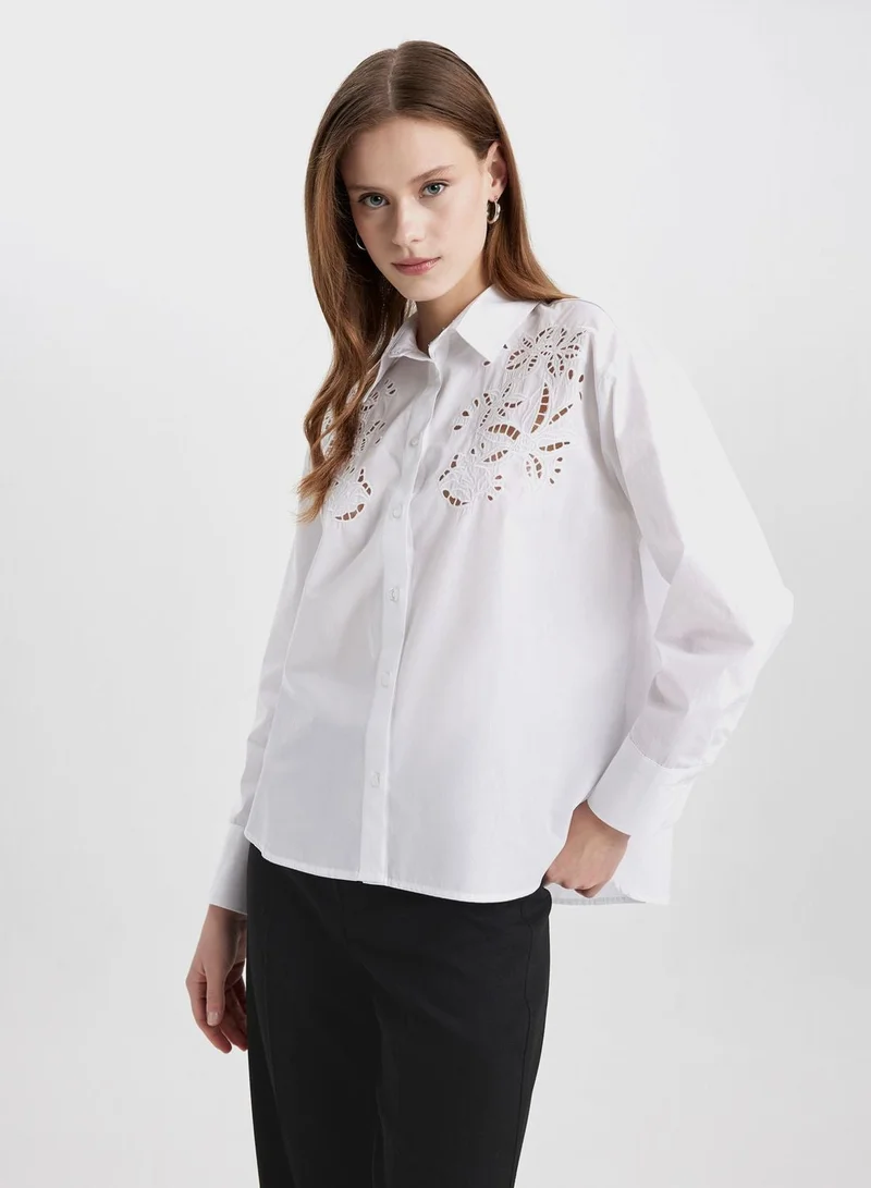 DeFacto  Oversize Fit Shirt Collar Poplin Long Sleeve Shirt for Women | Best Price UAE