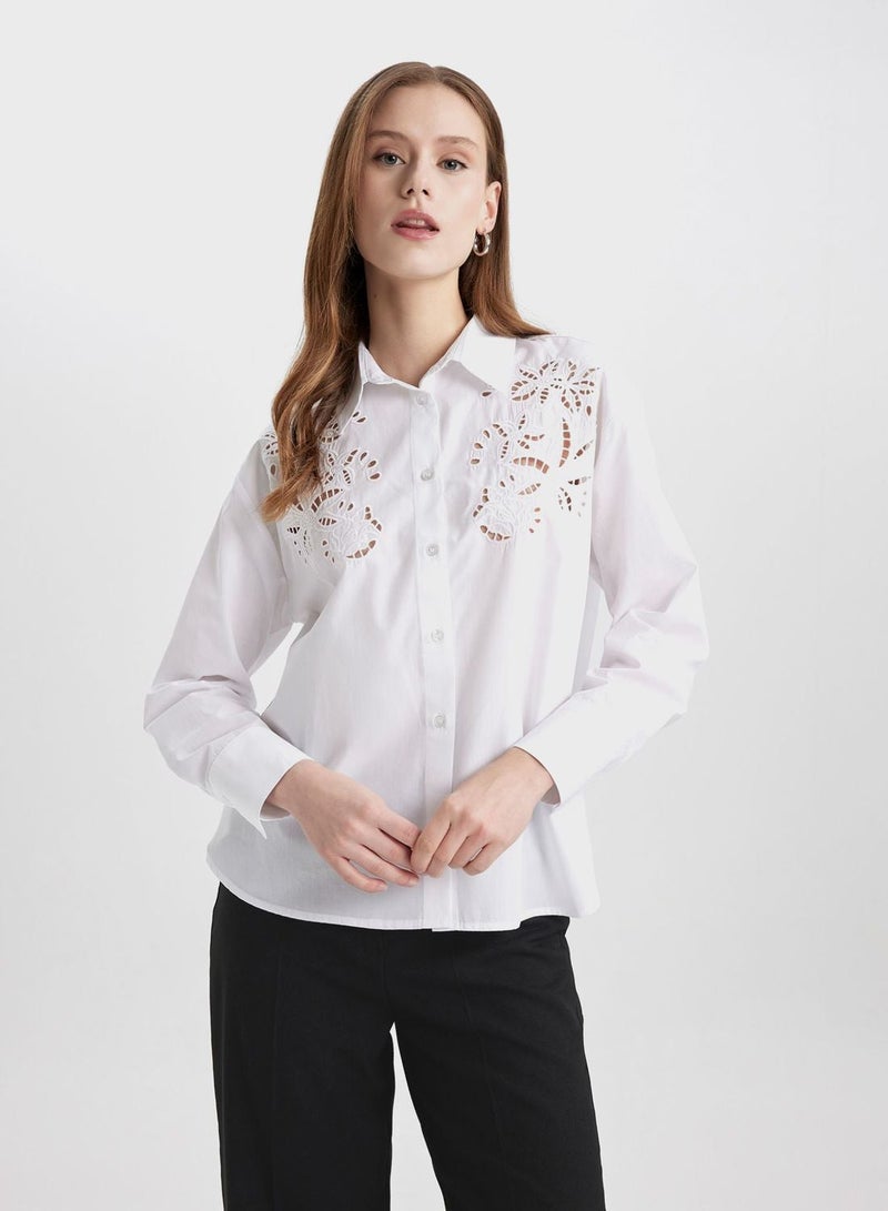 ديفاكتو قميص بوبلين بياقة قميص مقاس كبير وأكمام طويلة - Image 3