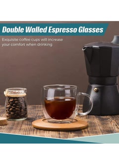 Lukadah 2 Pcs Double Wall Insulated Glasses Espresso Mugs, Glass Coffee Mugs with Handle, Insulated Layer Coffee Cups, Clear Borosilicate Glass Mugs | Perfect Coffee Mugs for Espresso, Cappuccino, Latte, American,Tea Bag, Hot Beverages  - Image 5