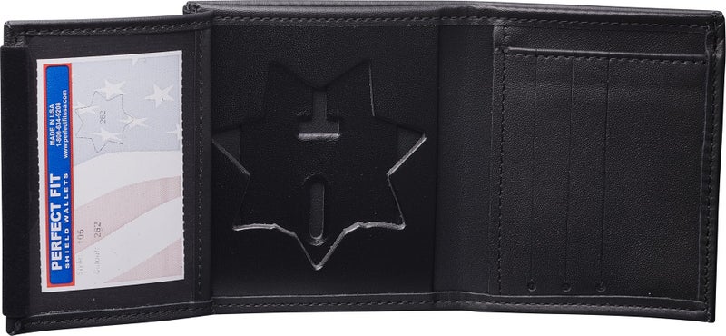 Perfect Fit Shield Wallets CHP California Highway Patrol Hidden Badge BiFold Wallet Cutout PF262 Black Leather - Image 2