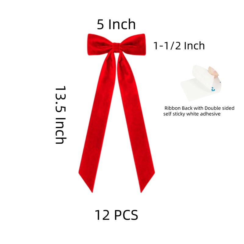 Meseey 12 Pcs Red Candlestick Decoration Bows Candle Holder with 5X13.5 Inch Decorative Velvet Bows for Bridal Showers, Birthdays Centerpieces Table Decor(Red) - Image 2