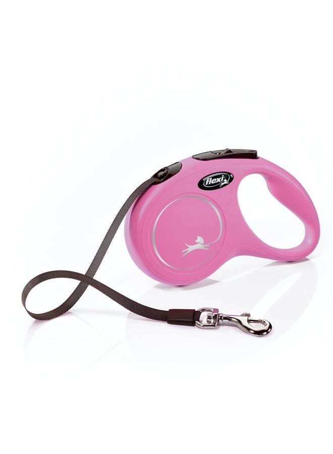 Flexi New Classic Retractable Dog Leash (Tape), 16 ft, Small, Pink