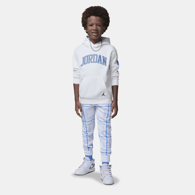 Jordan white with blue pattern Kids' Brooklyn Essentials Sweatpants  | Best Price UAE
